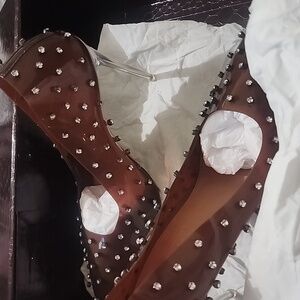 Elegant Brown Studded Heels